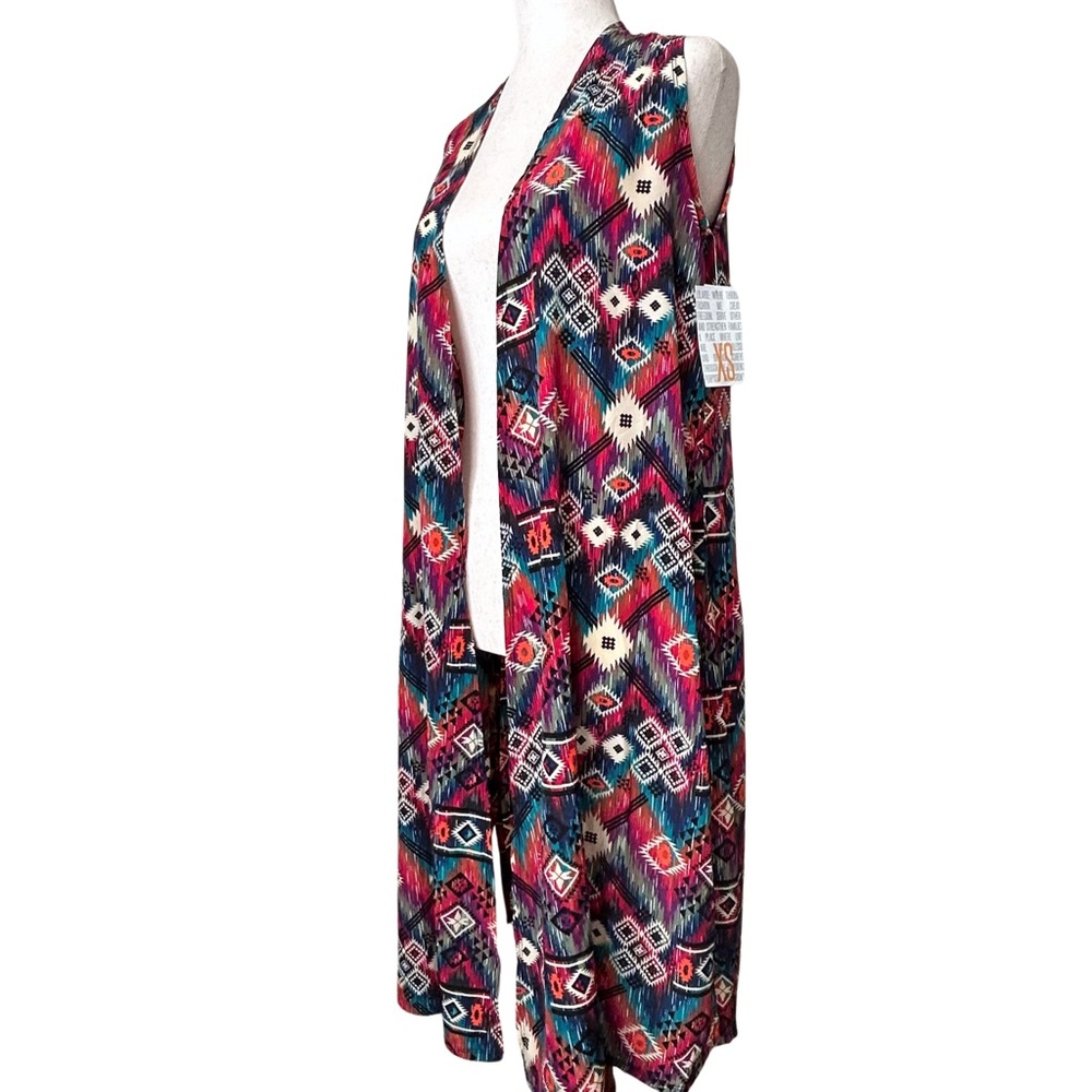 NWT LuLaRoe Joy Flowy Aztec Geometric Sleeveless Duster Vest - XS - Multi Color